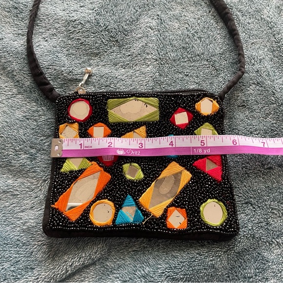 Colorful Geometric Patterned Women's Beaded Bag - Picture 7 of 9